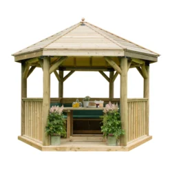 Forest Garden Furnished Hexagonal Gazebo, (W)3.78m (D)3.27m 33 Forest Garden Furnished Hexagonal Gazebo, (W)3.78m (D)3.27m -Gardens and Outdoor forest garden furnished hexagonal gazebo w 3 78m d 3 27m5013053172469 02c bq