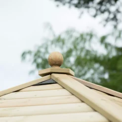 Forest Garden Furnished Timber Roof Hexagonal Gazebo, (W)4900mm (D)4240mm (Green Cushion Included) -Gardens and Outdoor forest garden furnished timber roof hexagonal gazebo w 4900mm d 4240mm green cushion included 5013053172643 08i