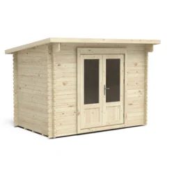 Forest Garden Harwood 3x2 Toughened Glass Pent Loglap Solid Wood Cabin With Double Door -Gardens and Outdoor forest garden harwood 3x2 toughened glass pent loglap solid wood cabin with double door5013053181300 02c bq