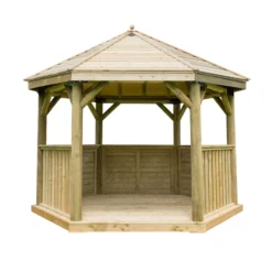 Forest Garden Hexagonal Gazebo, (W)3.78m (D)3.27m -Gardens and Outdoor forest garden hexagonal gazebo w 3 78m d 3 27m5013053163382 02c bq