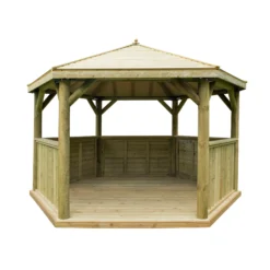 Forest Garden Hexagonal Gazebo With Timber Roof, (W)4.26m (D)3.69m 19 Forest Garden Hexagonal Gazebo With Timber Roof, (W)4.26m (D)3.69m -Gardens and Outdoor forest garden hexagonal gazebo with timber roof w 4 26m d 3 69m5013053163412 02c bq