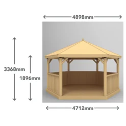 Forest Garden Hexagonal Gazebo With Timber Roof, (W)4.9m (D)4.24m -Gardens and Outdoor forest garden hexagonal gazebo with timber roof w 4 9m d 4 24m5013053163443 01t