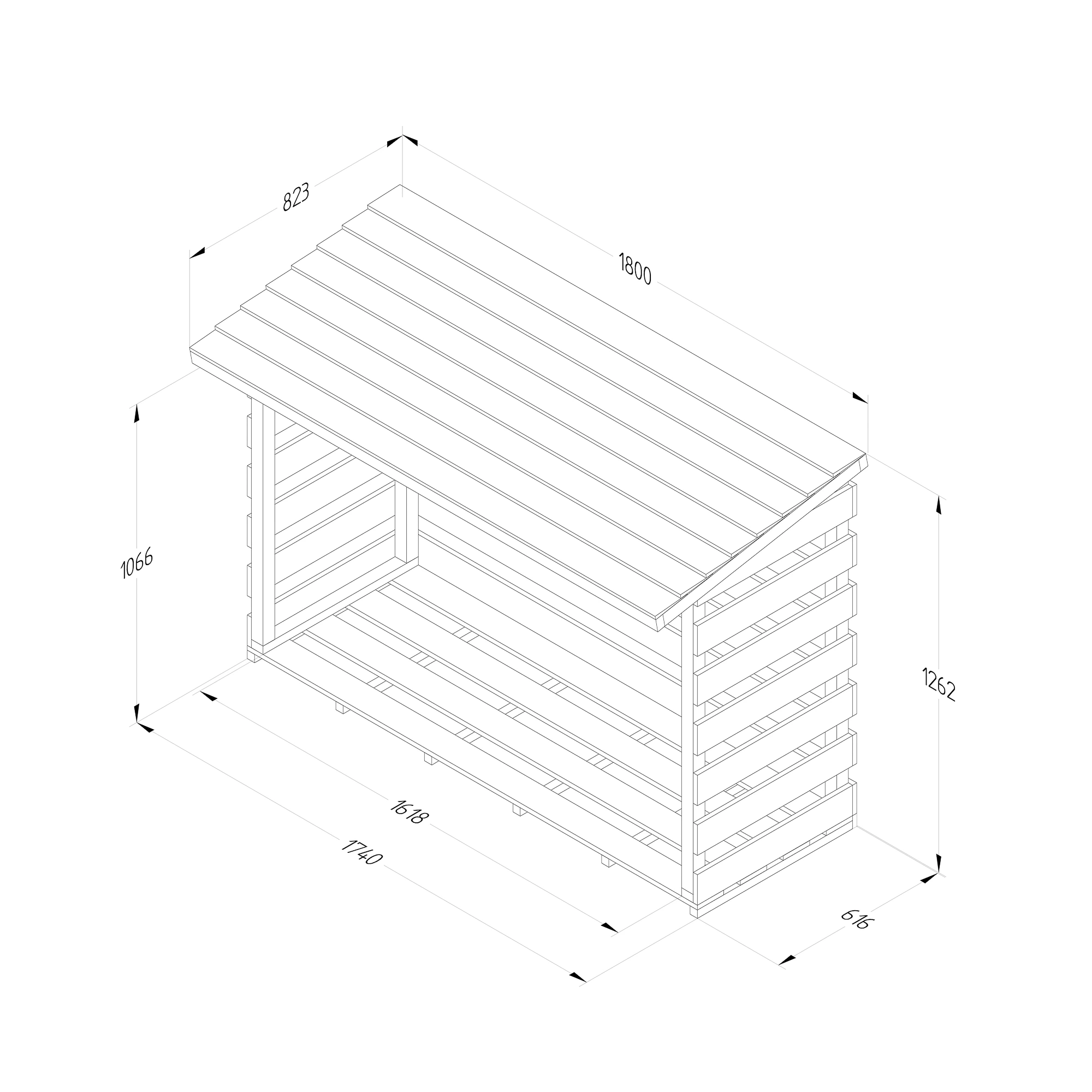 Forest Garden Large Timber 6x3 Ft Pent Log Store 7 Forest Garden Large Timber 6x3 Ft Pent Log Store - Image 5