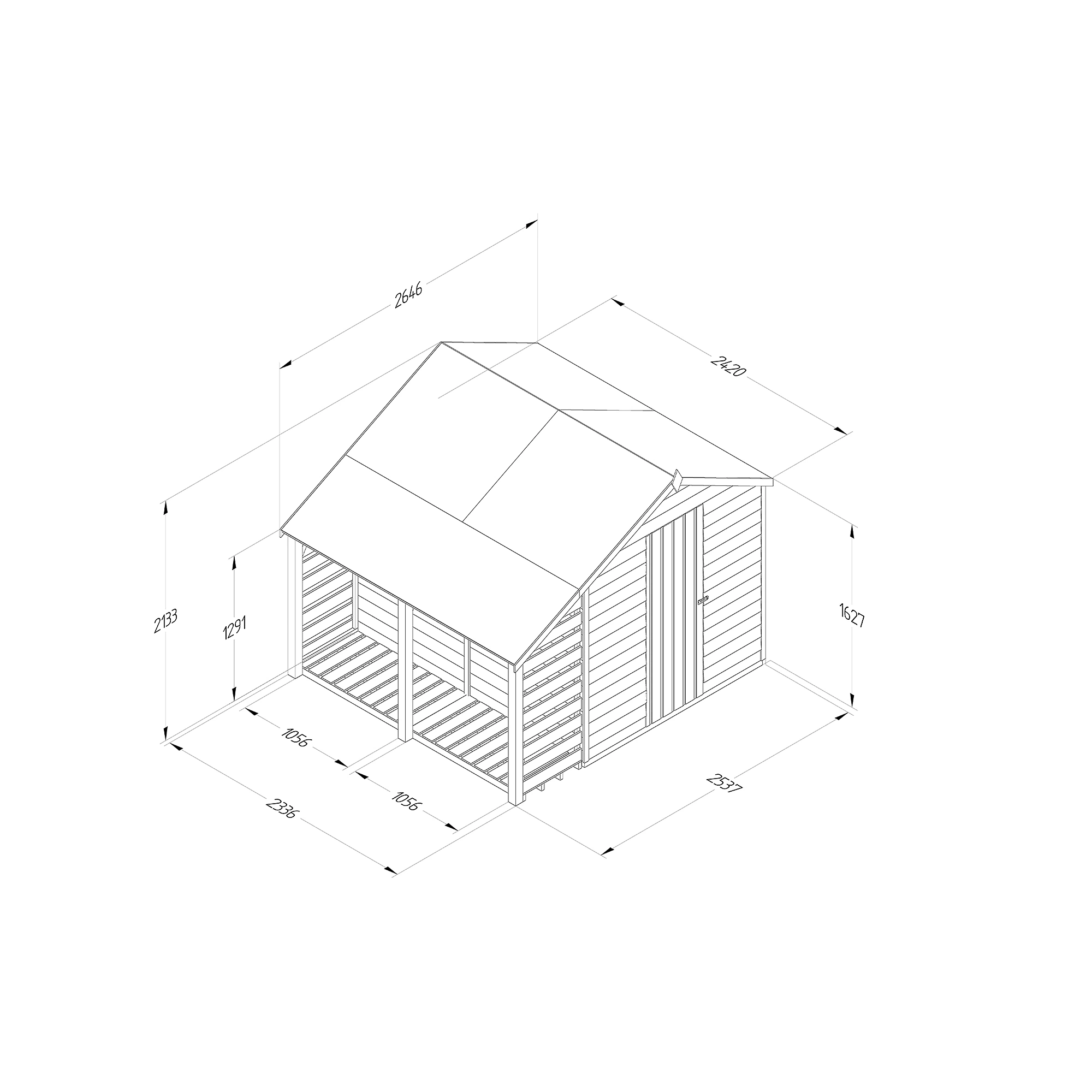 Forest Garden Lean To Shed Kit, (H)2133mm (W)2646mm (D)2420mm - Assembly Service Included 5 Forest Garden Lean To Shed Kit, (H)2133mm (W)2646mm (D)2420mm - Assembly Service Included - Image 3