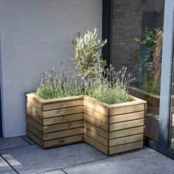 Forest Garden Linear Corner Natural Timber Wooden Rectangular Planter -Gardens and Outdoor forest garden linear corner natural timber wooden rectangular planter5013053184981 01i bq