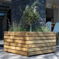 Forest Garden Linear Corner Natural Timber Wooden Rectangular Planter -Gardens and Outdoor forest garden linear corner natural timber wooden rectangular planter5013053184981 02i bq