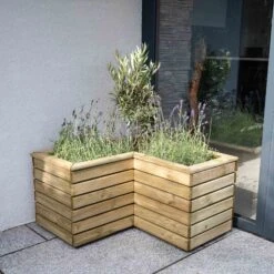 Forest Garden Linear Corner Natural Timber Wooden Rectangular Planter -Gardens and Outdoor forest garden linear corner natural timber wooden rectangular planter5013053184981 03i bq