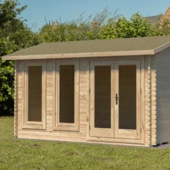 Forest Garden Melbury 4x3 Toughened Glass Pent Loglap Solid Wood Cabin With Double Door - Assembly Service Included -Gardens and Outdoor forest garden melbury 4x3 toughened glass pent loglap solid wood cabin with double door assembly service included5013053181331 01i bq