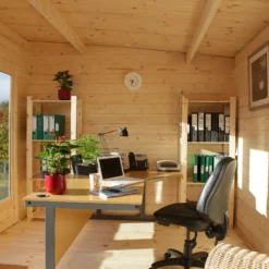 Forest Garden Melbury 4x3 Toughened Glass Pent Loglap Solid Wood Cabin With Double Door - Assembly Service Included -Gardens and Outdoor forest garden melbury 4x3 toughened glass pent loglap solid wood cabin with double door assembly service included5013053181744 36c bq