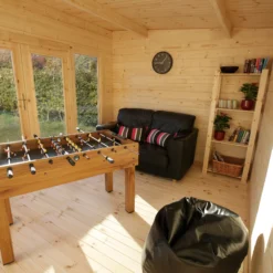 Forest Garden Melbury 4x3 Toughened Glass Pent Loglap Solid Wood Cabin With Double Door - Assembly Service Included -Gardens and Outdoor forest garden melbury 4x3 toughened glass pent loglap solid wood cabin with double door assembly service included5013053181744 37c bq