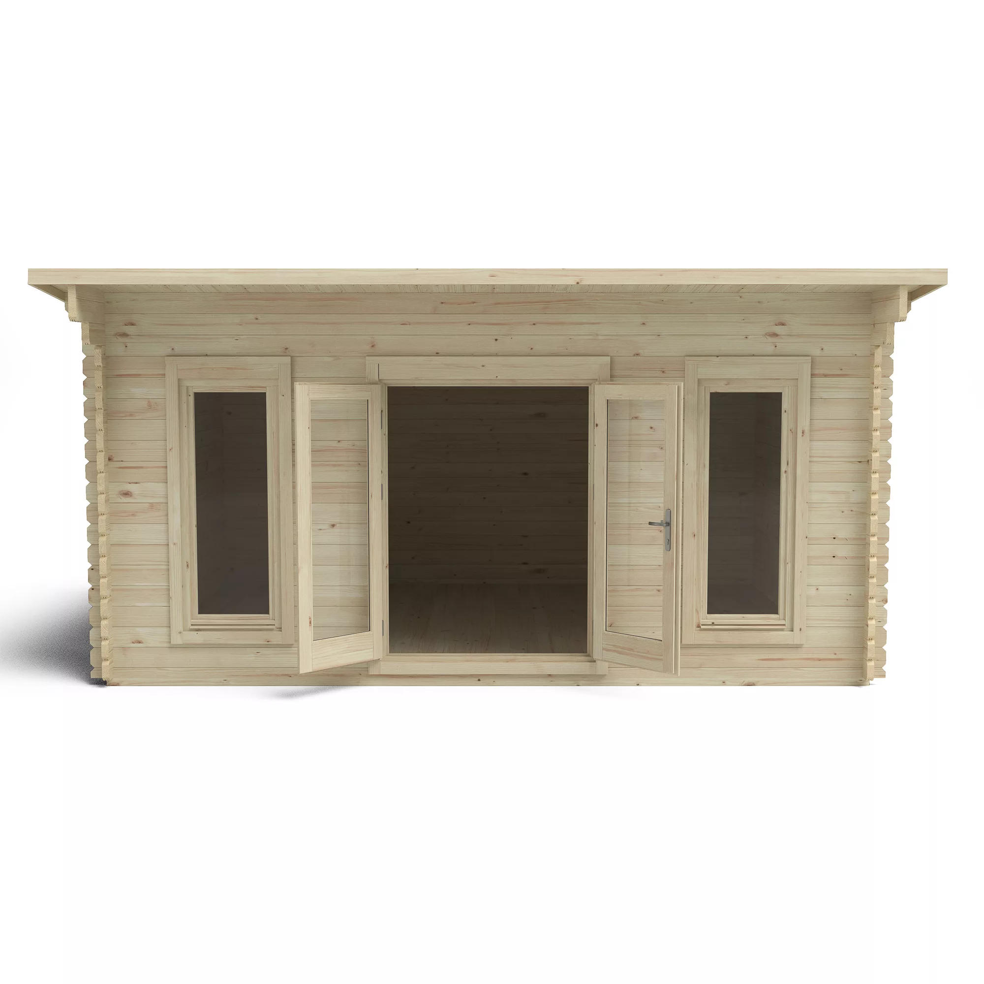 Forest Garden Mendip 5x4 Toughened Glass Pent Loglap Solid Wood Cabin With Double Door - Assembly Service Included 11 Forest Garden Mendip 5x4 Toughened Glass Pent Loglap Solid Wood Cabin With Double Door - Assembly Service Included - Image 9