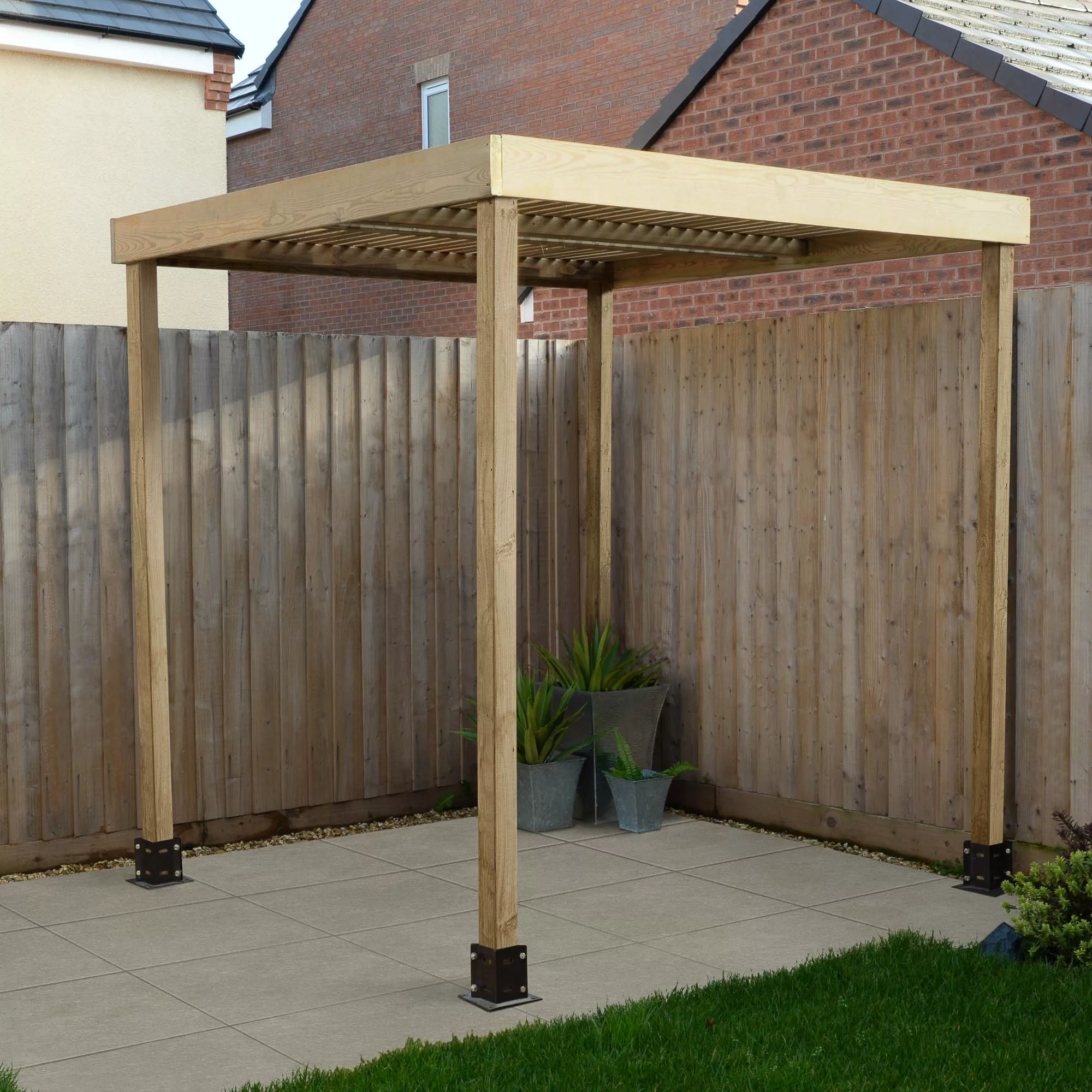 Forest Garden Modular Square Pergola, (H)2045mm (W)1970mm 3 Forest Garden Modular Square Pergola, (H)2045mm (W)1970mm