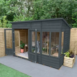 Forest Garden Oakley 10x6 Pent Overlap Solid Wood Summer House With Double Door (Base Included) - Assembly Service Included -Gardens and Outdoor forest garden oakley 10x6 pent overlap solid wood summer house with double door base included assembly service included5013053188743 02i bq