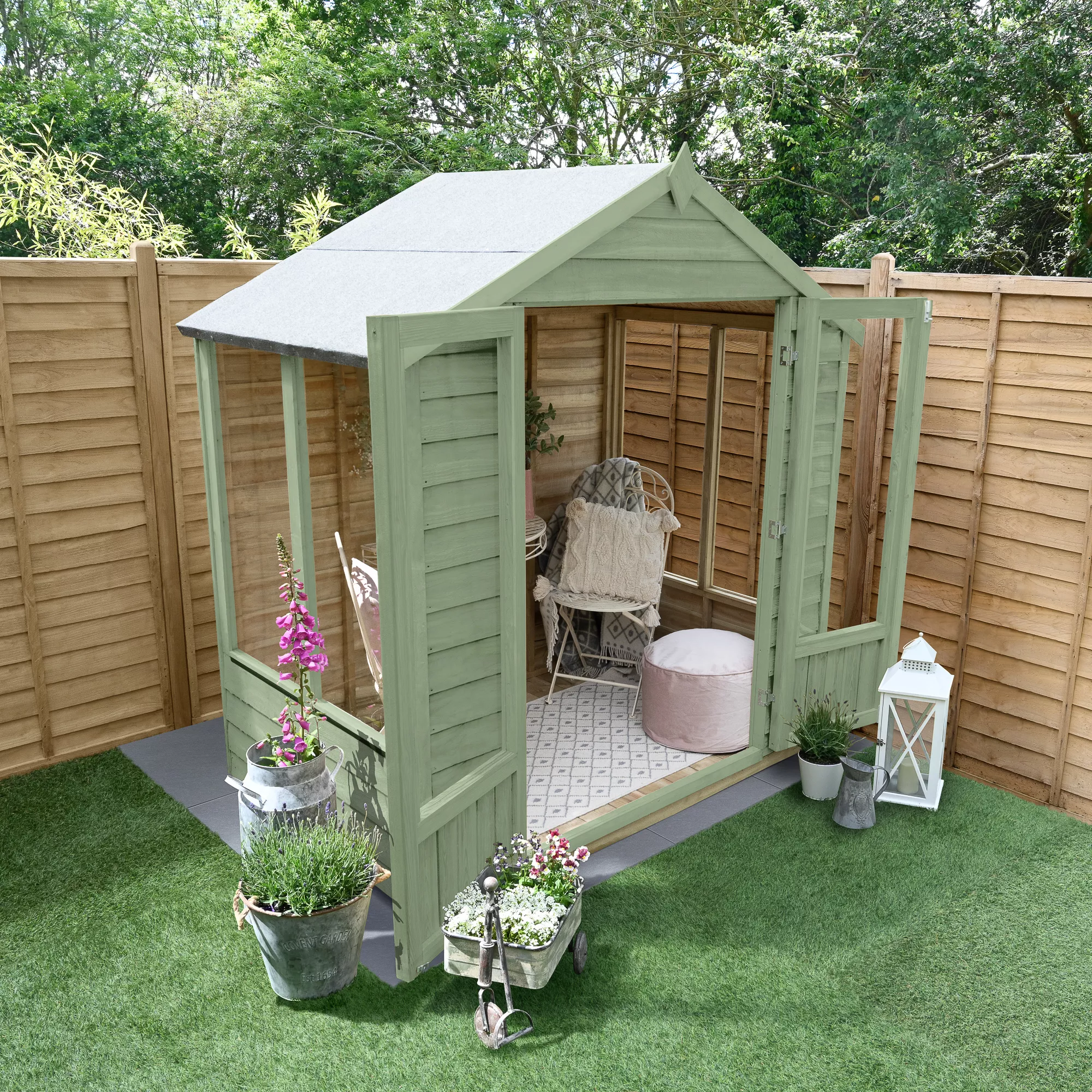 Forest Garden Oakley 6x4 Apex Overlap Solid Wood Summer House With Double Door (Base Included) 5 Forest Garden Oakley 6x4 Apex Overlap Solid Wood Summer House With Double Door (Base Included) - Image 3