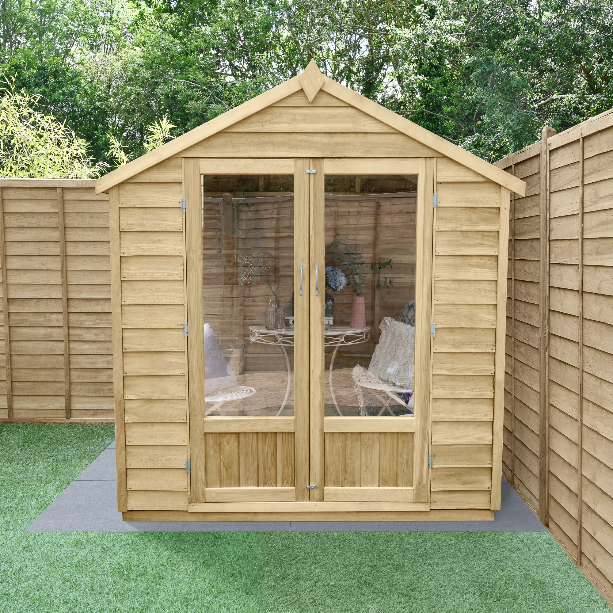 Forest Garden Oakley 6x4 Apex Overlap Solid Wood Summer House With Double Door (Base Included) - Assembly Service Included 3 Forest Garden Oakley 6x4 Apex Overlap Solid Wood Summer House With Double Door (Base Included) - Assembly Service Included