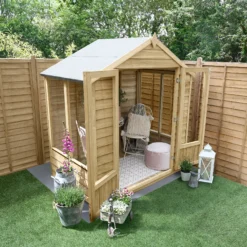 Forest Garden Oakley 6x4 Apex Overlap Solid Wood Summer House With Double Door -Gardens and Outdoor forest garden oakley 6x4 apex overlap solid wood summer house with double door5013053188422 03i bq