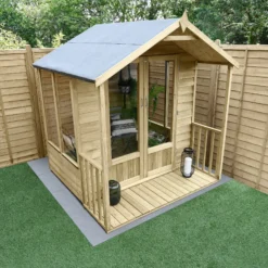 Forest Garden Oakley 6x6 Apex Overlap Solid Wood Summer House With Double Door - Assembly Service Included -Gardens and Outdoor forest garden oakley 6x6 apex overlap solid wood summer house with double door assembly service included5013053188491 02i bq