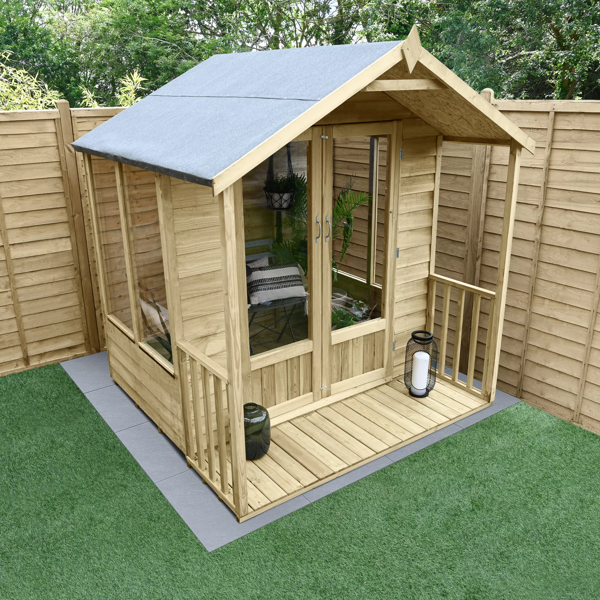 Forest Garden Oakley 6x6 Apex Overlap Solid Wood Summer House With Double Door 5 Forest Garden Oakley 6x6 Apex Overlap Solid Wood Summer House With Double Door - Image 3