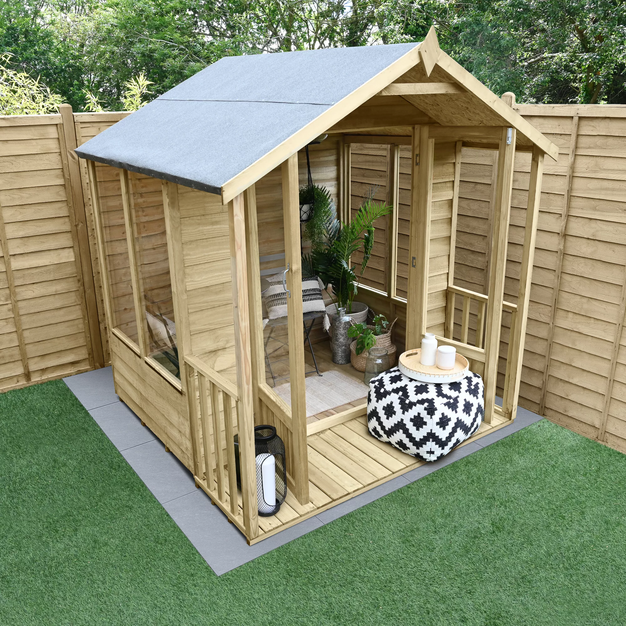 Forest Garden Oakley 6x6 Apex Overlap Solid Wood Summer House With Double Door 6 Forest Garden Oakley 6x6 Apex Overlap Solid Wood Summer House With Double Door - Image 4