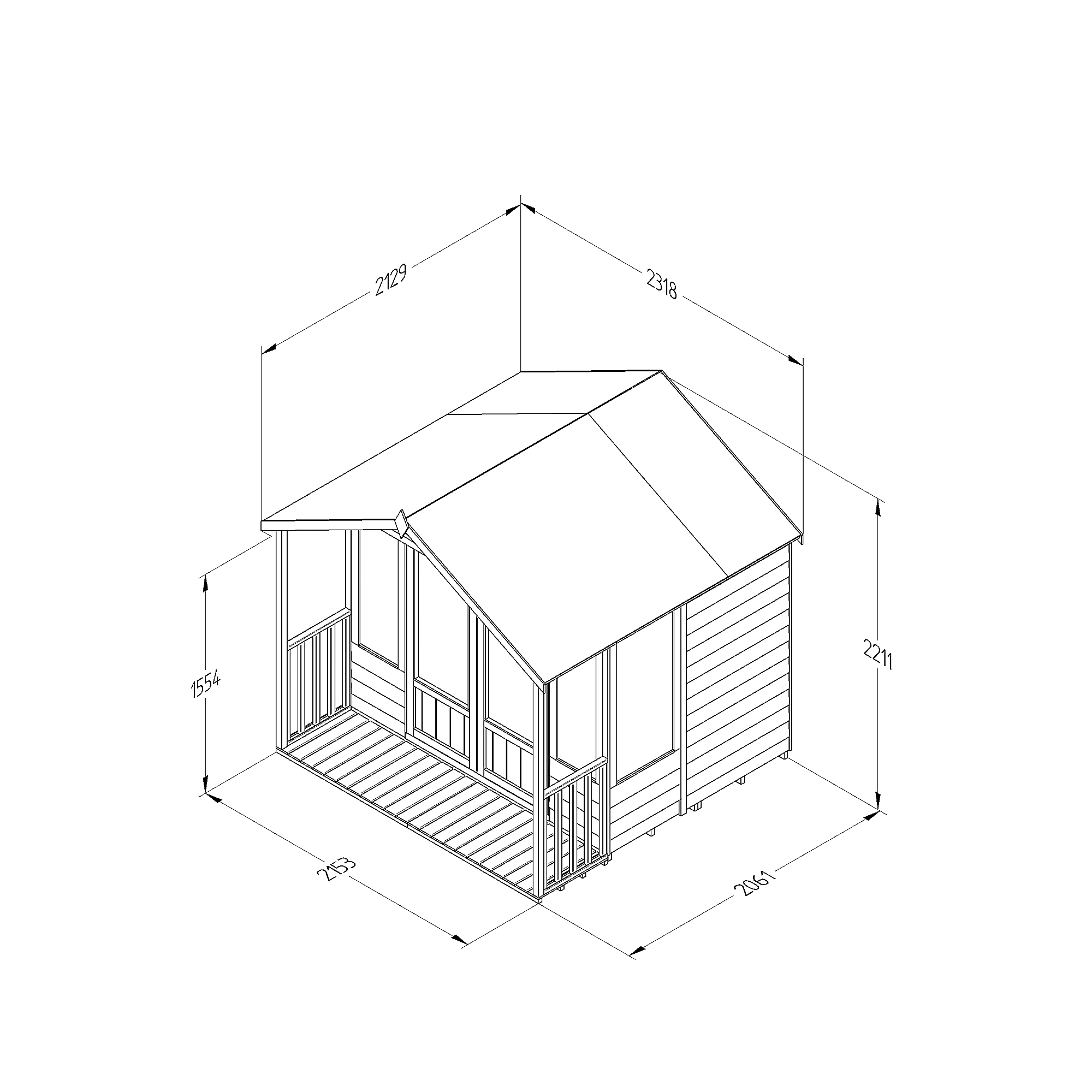 Forest Garden Oakley 7x7 Apex Overlap Solid Wood Summer House With Double Door (Base Included) 6 Forest Garden Oakley 7x7 Apex Overlap Solid Wood Summer House With Double Door (Base Included) - Image 4