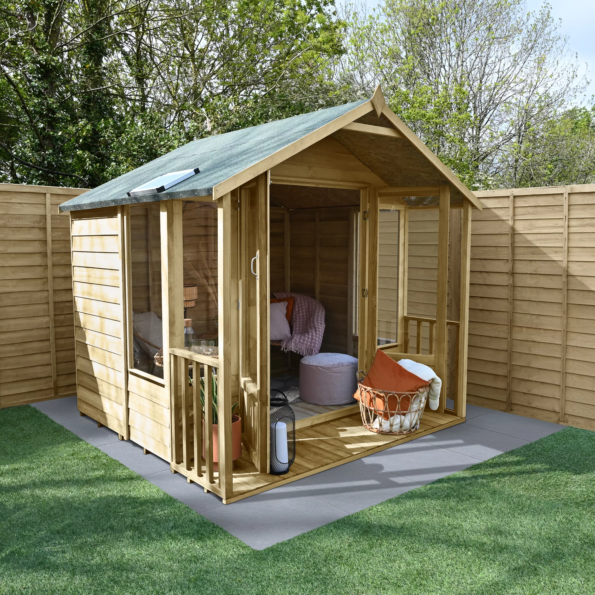 Forest Garden Oakley 7x7 Apex Overlap Solid Wood Summer House With Double Door (Base Included) 3 Forest Garden Oakley 7x7 Apex Overlap Solid Wood Summer House With Double Door (Base Included)