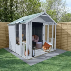 Forest Garden Oakley 7x7 Apex Overlap Solid Wood Summer House With Double Door (Base Included) - Assembly Service Included -Gardens and Outdoor forest garden oakley 7x7 apex overlap solid wood summer house with double door base included assembly service included5013053188705 03i bq
