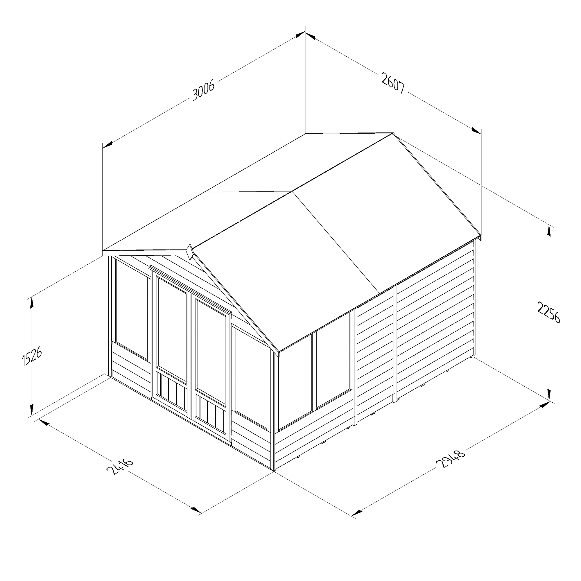 Forest Garden Oakley 8x10 Apex Overlap Solid Wood Summer House With Double Door (Base Included) 6 Forest Garden Oakley 8x10 Apex Overlap Solid Wood Summer House With Double Door (Base Included) - Image 4