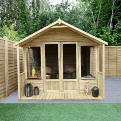 Forest Garden Oakley 8x12 Apex Overlap Solid Wood Summer House With Double Door -Gardens and Outdoor forest garden oakley 8x12 apex overlap solid wood summer house with double door5013053188828 01i bq