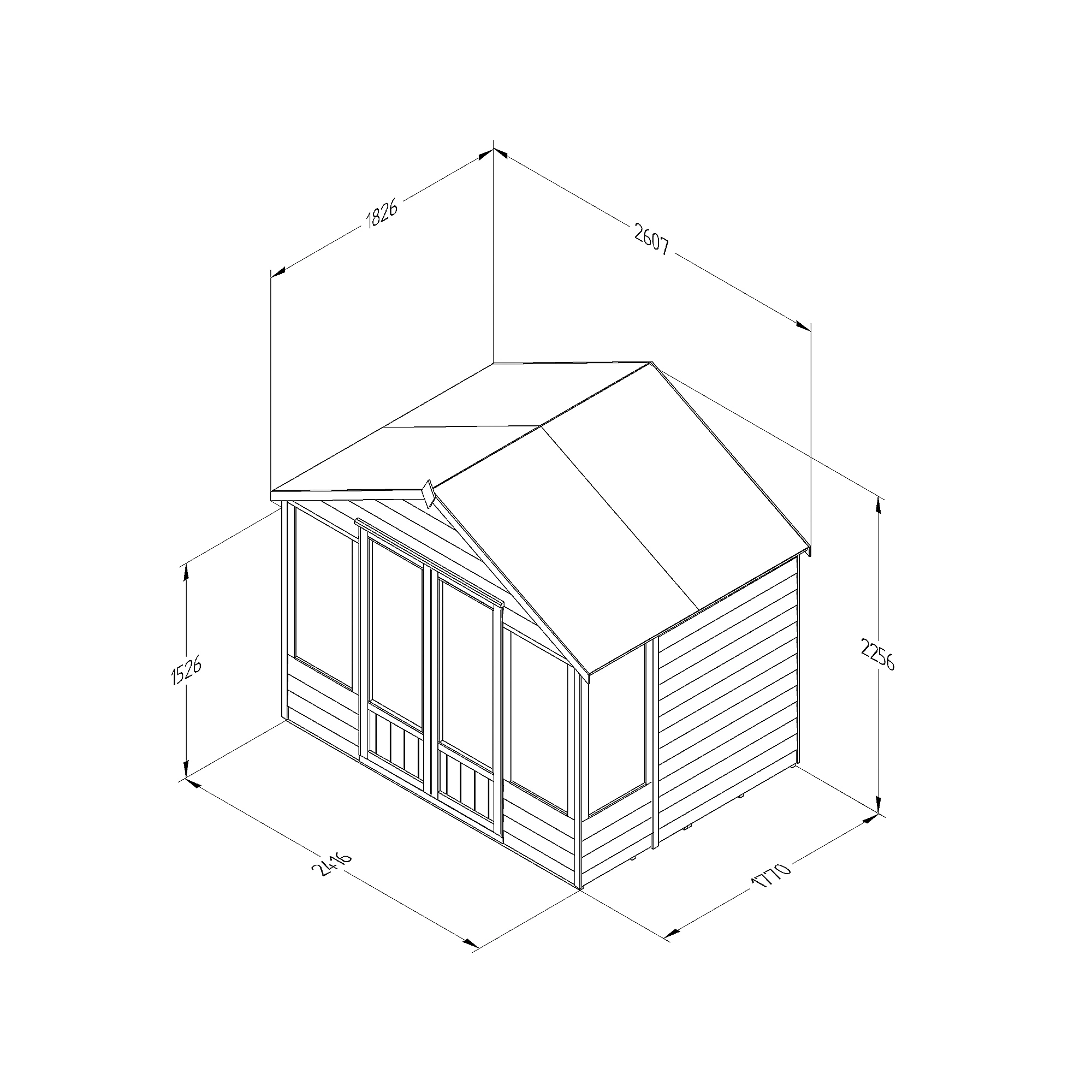 Forest Garden Oakley 8x6 Apex Overlap Solid Wood Summer House With Double Door - Assembly Service Included 5 Forest Garden Oakley 8x6 Apex Overlap Solid Wood Summer House With Double Door - Assembly Service Included - Image 3