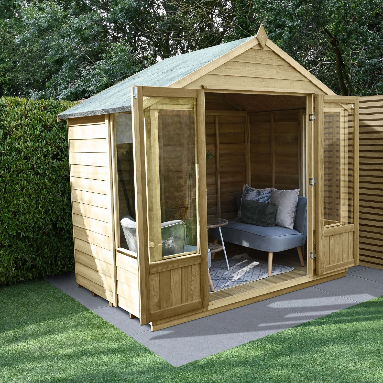 Forest Garden Oakley 8x6 Apex Overlap Solid Wood Summer House With Double Door - Assembly Service Included 6 Forest Garden Oakley 8x6 Apex Overlap Solid Wood Summer House With Double Door - Assembly Service Included - Image 4