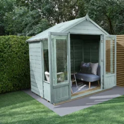 Forest Garden Oakley 8x6 Apex Overlap Solid Wood Summer House With Double Door (Base Included) -Gardens and Outdoor forest garden oakley 8x6 apex overlap solid wood summer house with double door base included 5013053188583 02i bq