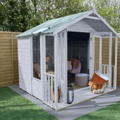 Forest Garden Oakley 8x8 Apex Overlap Solid Wood Summer House With Double Door - Assembly Service Included -Gardens and Outdoor forest garden oakley 8x8 apex overlap solid wood summer house with double door assembly service included5013053188729 02i bq