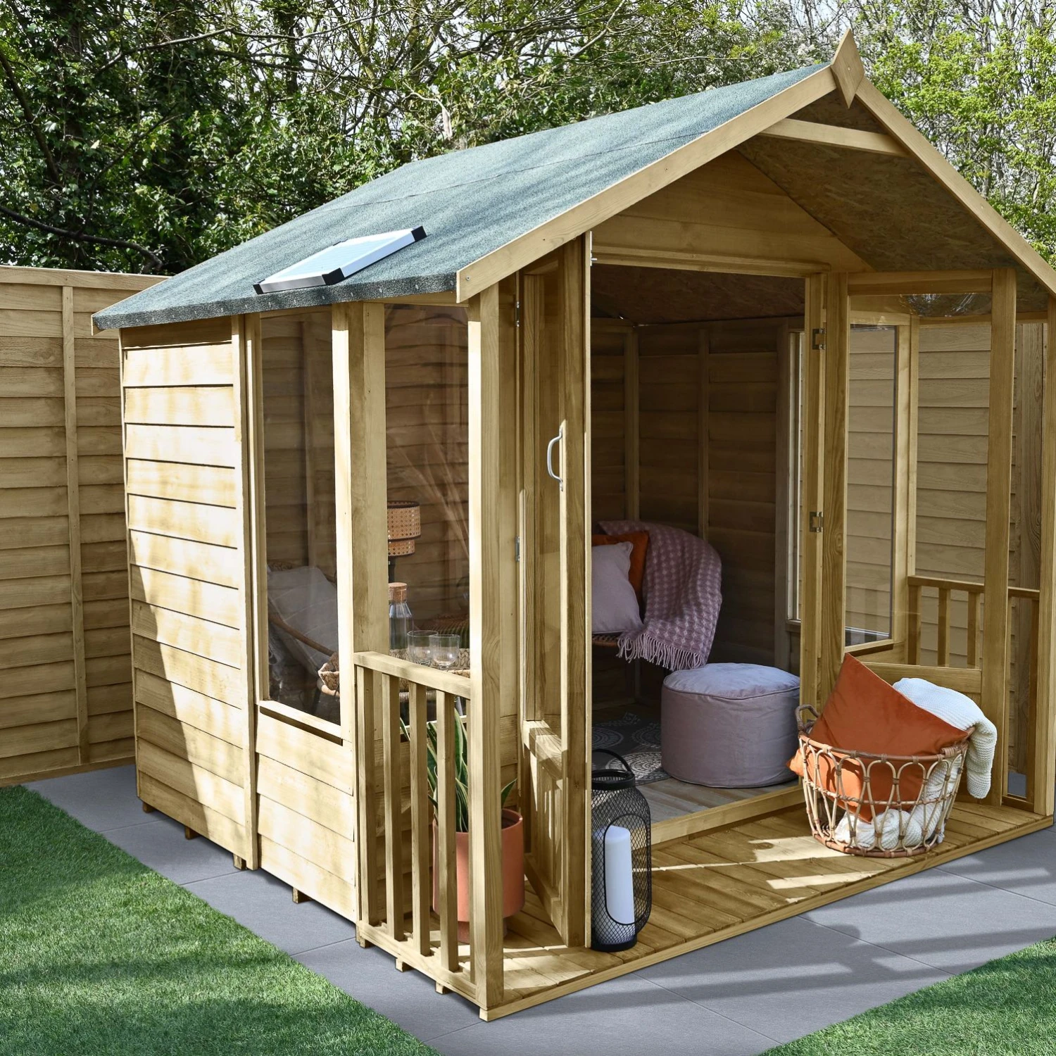 Forest Garden Oakley 8x8 Apex Overlap Solid Wood Summer House With Double Door (Base Included) 5 Forest Garden Oakley 8x8 Apex Overlap Solid Wood Summer House With Double Door (Base Included) - Image 3