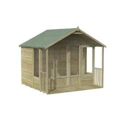 Forest Garden Oakley 8x8 Apex Overlap Solid Wood Summer House With Double Door (Base Included)