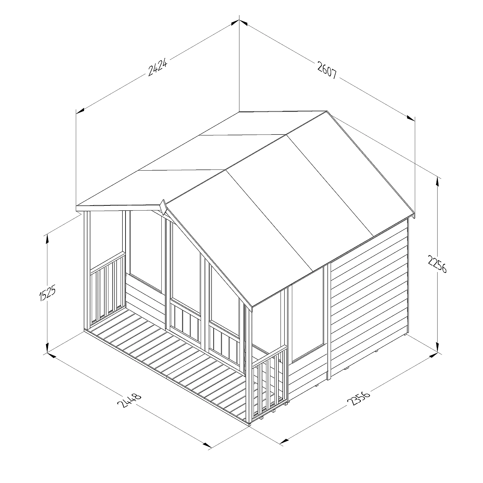 Forest Garden Oakley 8x8 Apex Overlap Solid Wood Summer House With Double Door (Base Included) 4 Forest Garden Oakley 8x8 Apex Overlap Solid Wood Summer House With Double Door (Base Included) - Image 2
