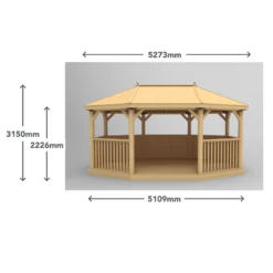Forest Garden Premium Furnished Octagonal Gazebo, (W)5.27m (D)3.78m -Gardens and Outdoor forest garden premium furnished octagonal gazebo w 5 27m d 3 78m5013053172681 01t