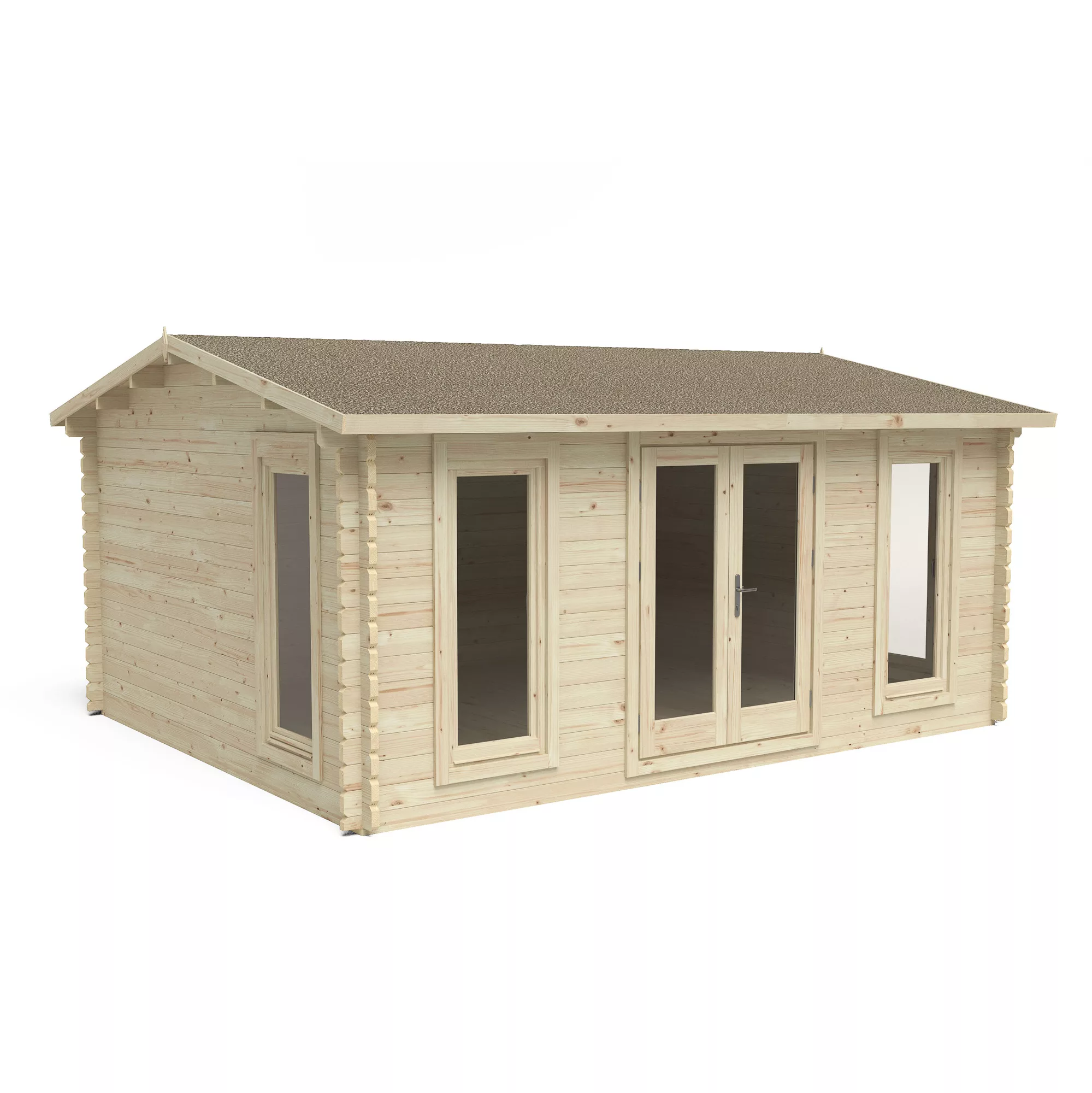 Forest Garden Rushock 5x4 Toughened Glass Apex Loglap Solid Wood Cabin With Double Door 4 Forest Garden Rushock 5x4 Toughened Glass Apex Loglap Solid Wood Cabin With Double Door - Image 2