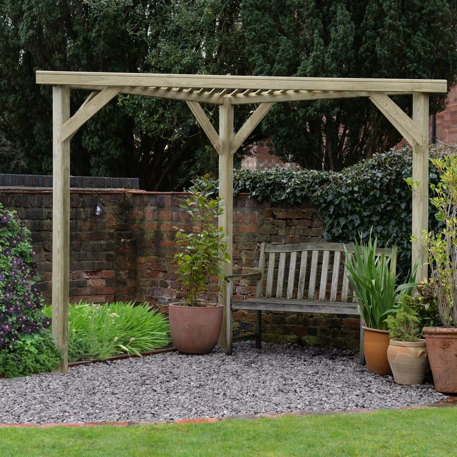 Forest Garden Slatted Corner Pergola, (H)2130mm (W)1470mm 5 Forest Garden Slatted Corner Pergola, (H)2130mm (W)1470mm - Image 3