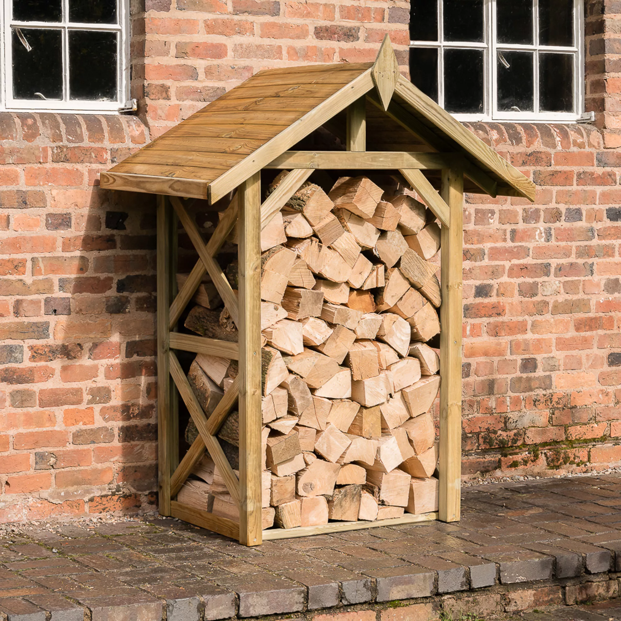 Forest Garden Timber 5x4 Ft Apex Wall Log Store 3 Forest Garden Timber 5x4 Ft Apex Wall Log Store