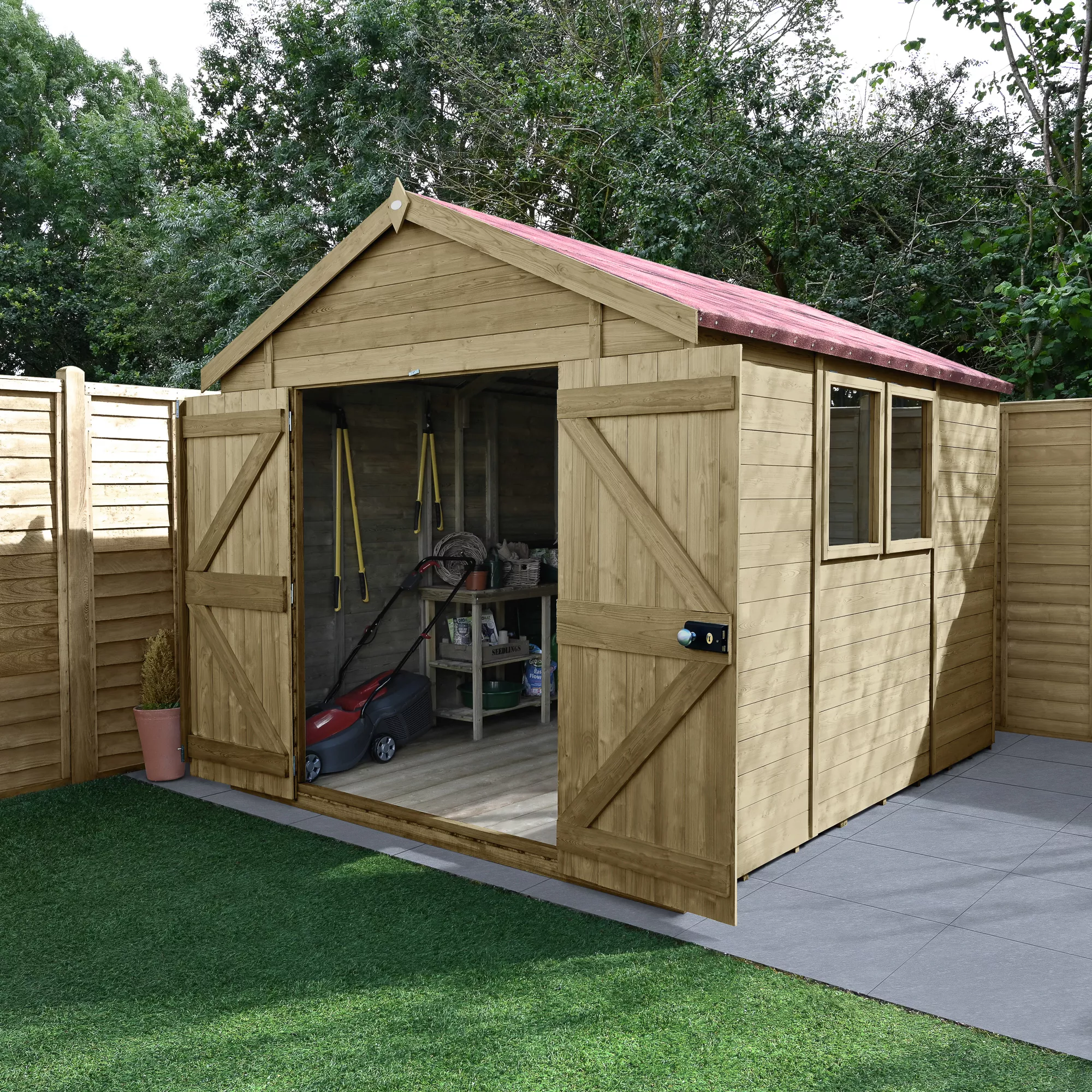 Forest Garden Timberdale 10x8 Ft Apex Tongue & Groove Wooden Shed With Floor (Base Included) 3 Forest Garden Timberdale 10x8 Ft Apex Tongue & Groove Wooden Shed With Floor (Base Included)