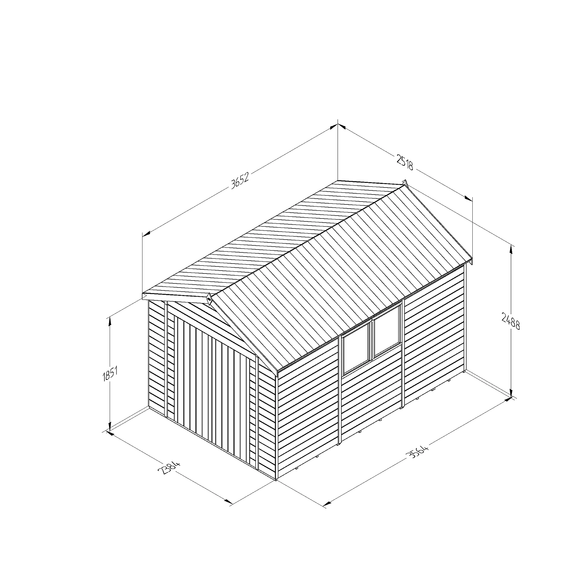 Forest Garden Timberdale 12x8 Ft Apex Tongue & Groove Wooden Shed With Floor 5 Forest Garden Timberdale 12x8 Ft Apex Tongue & Groove Wooden Shed With Floor - Image 3
