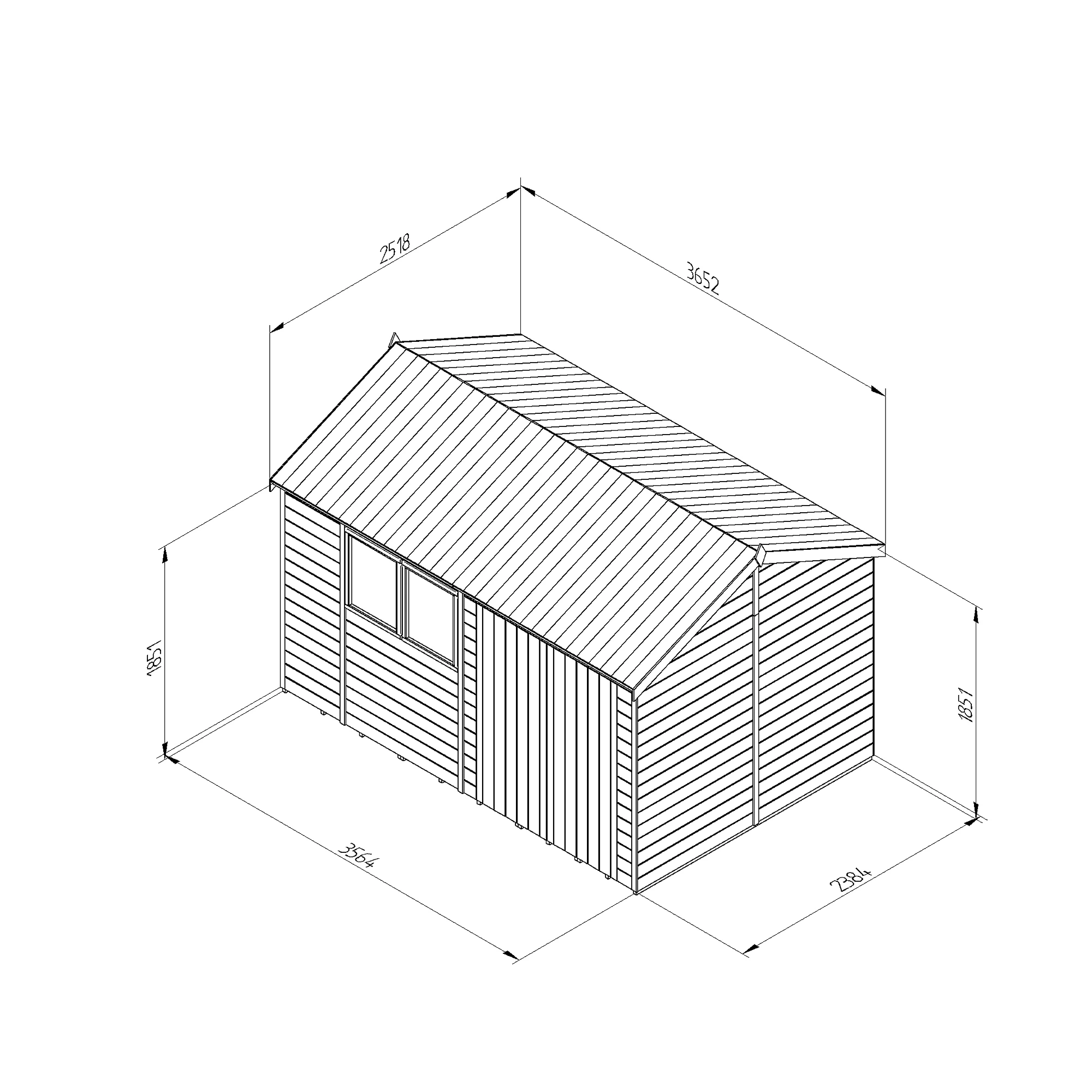Forest Garden Timberdale 12x8 Ft Reverse Apex Tongue & Groove Wooden 2 Door Shed With Floor 5 Forest Garden Timberdale 12x8 Ft Reverse Apex Tongue & Groove Wooden 2 Door Shed With Floor - Image 3