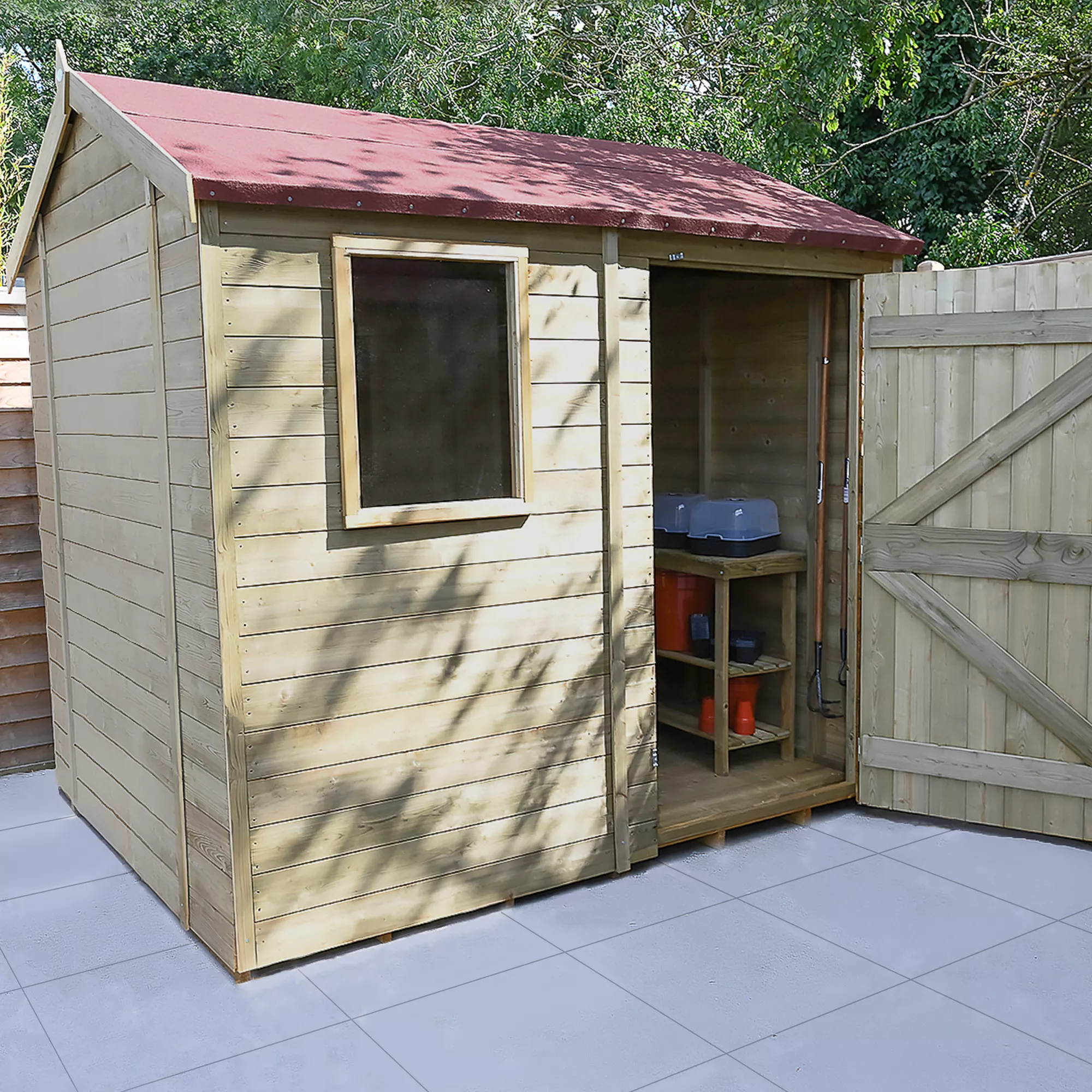 Forest Garden Timberdale 8x6 Ft Reverse Apex Tongue & Groove Wooden Shed With Floor 4 Forest Garden Timberdale 8x6 Ft Reverse Apex Tongue & Groove Wooden Shed With Floor - Image 2