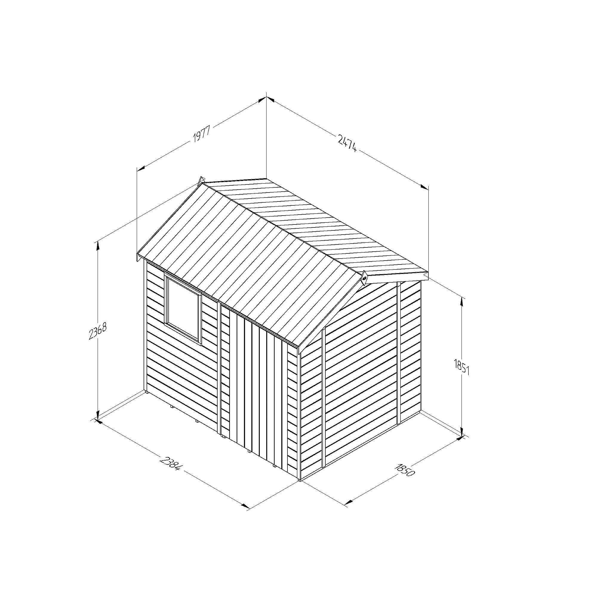 Forest Garden Timberdale 8x6 Ft Reverse Apex Tongue & Groove Wooden Shed With Floor 5 Forest Garden Timberdale 8x6 Ft Reverse Apex Tongue & Groove Wooden Shed With Floor - Image 3