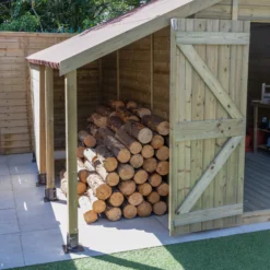Forest Garden Timberdale Log Store 10x8 Ft Apex Tongue & Groove Wooden 2 Door Shed With Floor (Base Included) -Gardens and Outdoor forest garden timberdale log store 10x8 ft apex tongue groove wooden 2 door shed with floor base included 5013053189276 02i bq