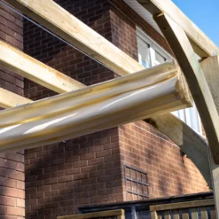 Forest Garden Ultima Cream Pergola & Decking Kit, X4 Post (H) 2.4m X (W) 2.4m - Canopy Included -Gardens and Outdoor forest garden ultima cream pergola decking kit x4 post h 2 4m x w 2 4m canopy included5013053192252 05i