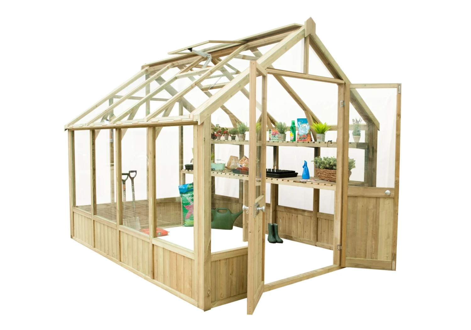 Forest Garden Vale Natural Timber 10x8 Greenhouse 3 Forest Garden Vale Natural Timber 10x8 Greenhouse