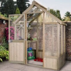Forest Garden Vale Natural Timber 6x4 Greenhouse -Gardens and Outdoor forest garden vale natural timber 6x4 greenhouse5013053155158 01i