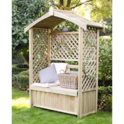 Forest Lyon Lattice Arbour, (H)2000mm (W)1560mm (D)670mm - Assembly Required -Gardens and Outdoor forest lyon lattice arbour h 2000mm w 1560mm d 670mm assembly required5013053154694 02i