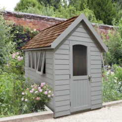 Forest Retreat 8x5 Apex Pressure Treated Overlap Grey Shed With Floor - Assembly Service Included -Gardens and Outdoor forest retreat 8x5 apex pressure treated overlap grey shed with floor assembly service included5013053176511 01i bq